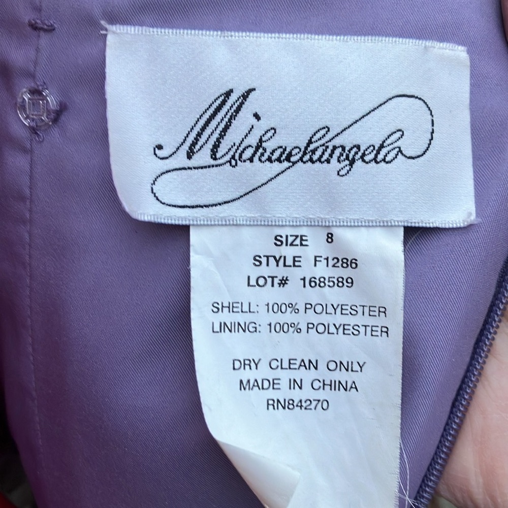 EUC Sz 8 Michaelangelo slate purple satin strapless gown - Picture 6 of 7